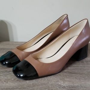 Nine  West Tan/Black Block Heels